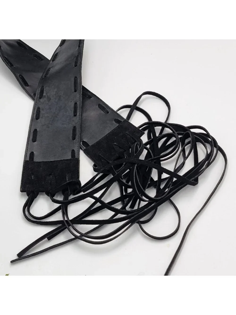 Ellen Tracy Black Suede Corset Waist Wrap Belt